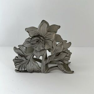 SeaGull Pewter Daffodil Letter Napkin Holder Vintage 1991